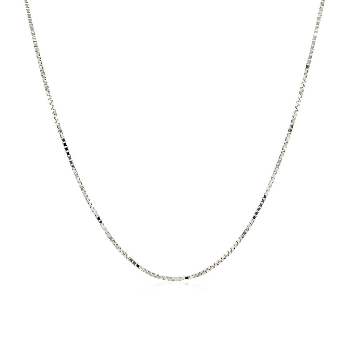 14k white gold adjustable box chain with heart dangle, 0.70mm, by Avera Group, view 2