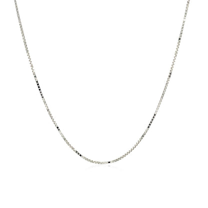 14k white gold adjustable box chain with heart dangle, 0.70mm, by Avera Group, view 2