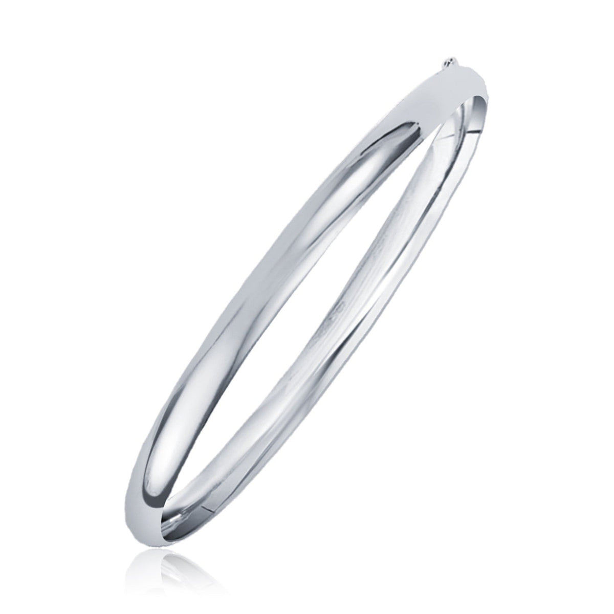 Classic Bangle in 14k White Gold (6.00 mm) by Avera Group