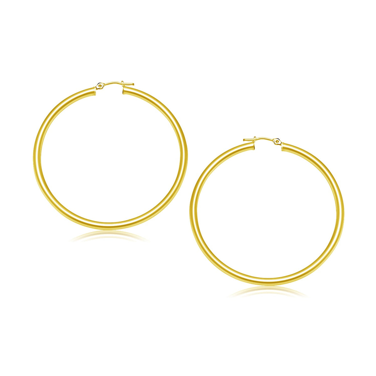 14k yellow gold 3 x 30mm polished hoop earrings by Avera Group