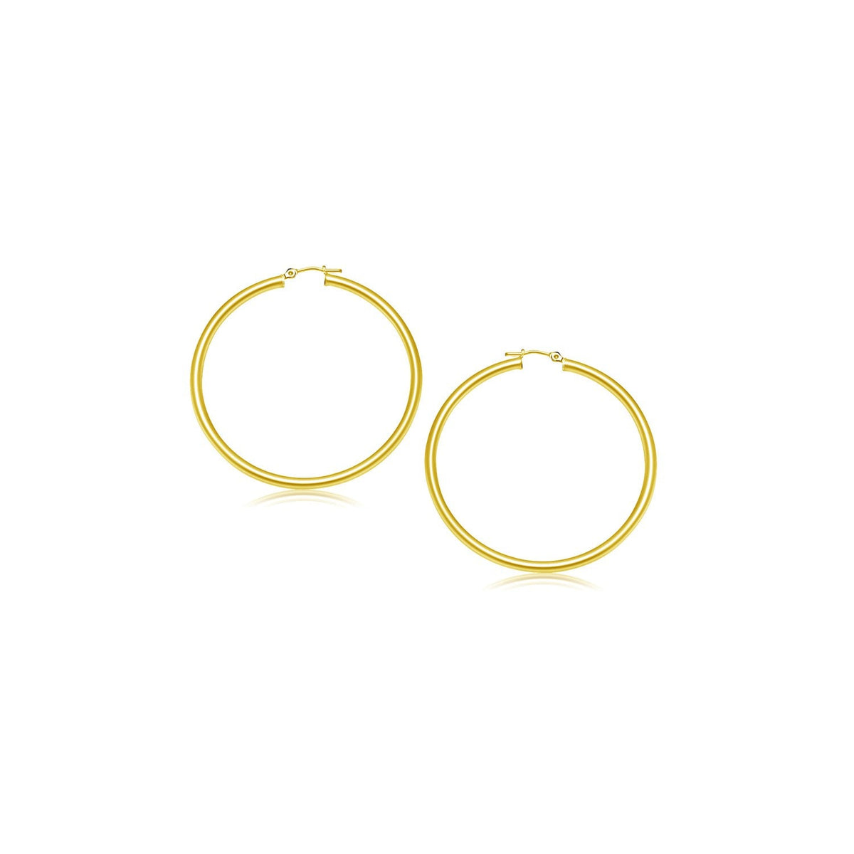 14k yellow gold 15mm polished hoop earrings by Avera Group