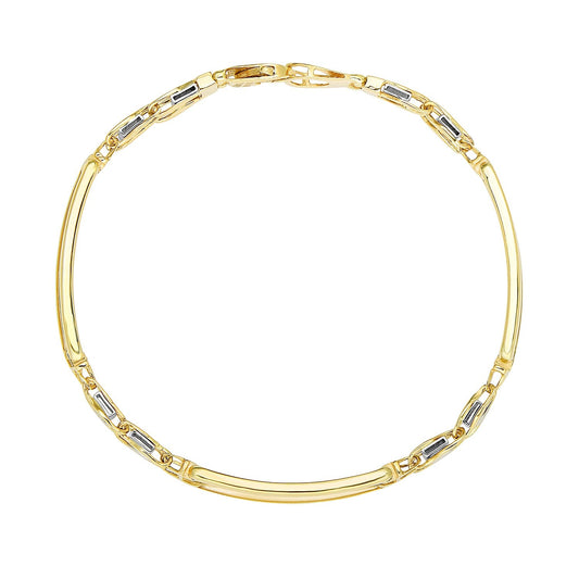 Men's 14k two-tone gold fancy bar bracelet with curved connectors by Avera Group, view 2
