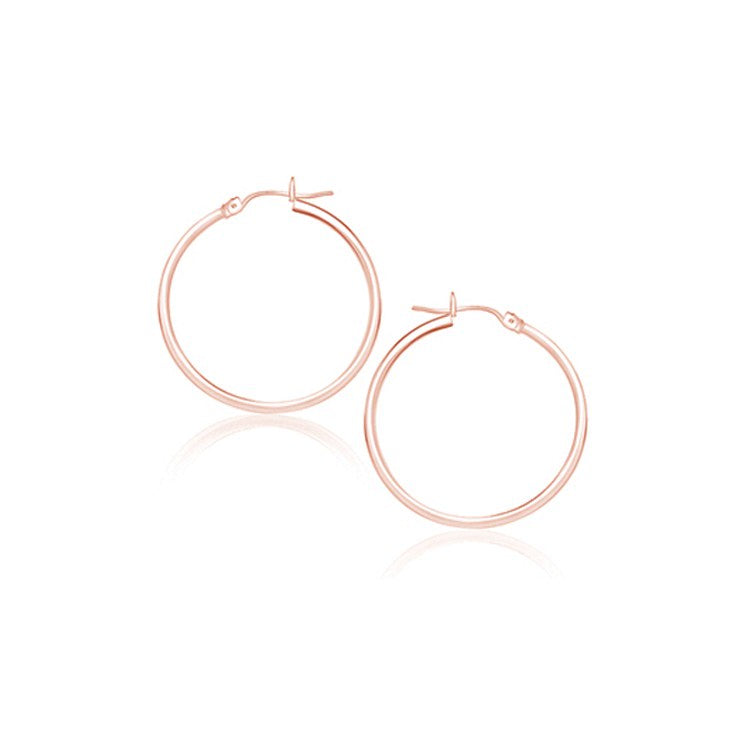 Polished 25mm hoop earrings in 14k rose gold, Avera Group
