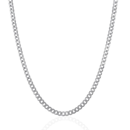 14k white gold solid curb chain 3.60mm by Avera Group, view 2