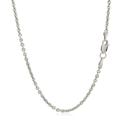 14k white gold forsantina lite cable link chain, 2.30mm, Avera Group, view 3