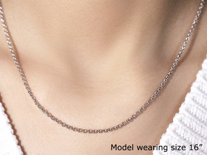 14k white gold forsantina lite cable link chain, 2.30mm, Avera Group, view 4
