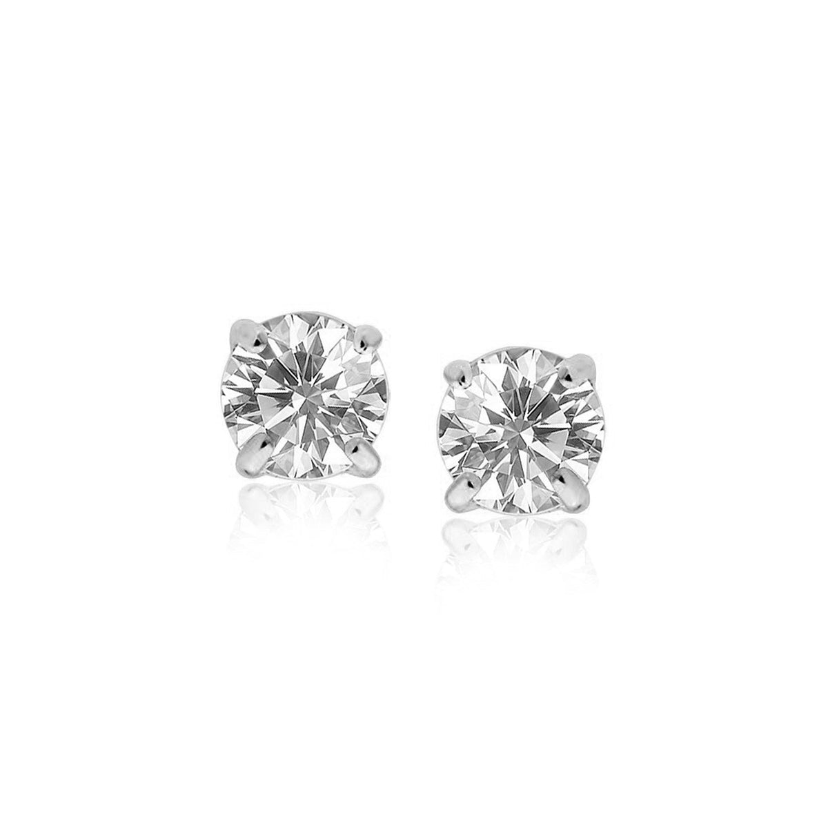 Sterling Silver Stud Earrings with WhiteHue Faceted Cubic Zirconia by Avera Group