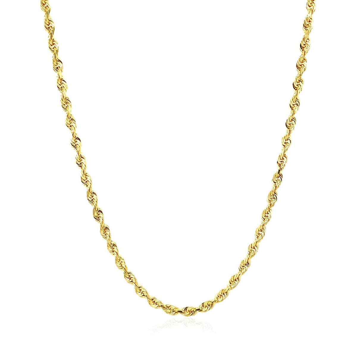 14k yellow gold solid diamond-cut rope chain, 2.50mm by Avera Group, view 2