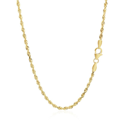 14k yellow gold solid diamond-cut rope chain, 2.50mm by Avera Group, view 3