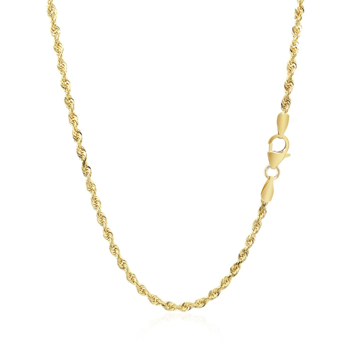 14k yellow gold solid diamond-cut rope chain, 2.50mm by Avera Group, view 6