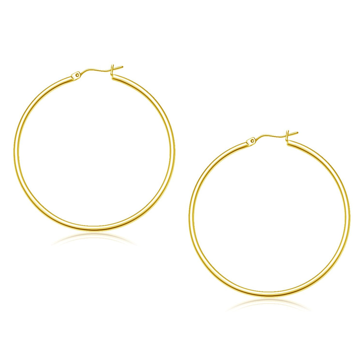 14k yellow gold 2 x 45mm polished hoop earrings by Avera Group