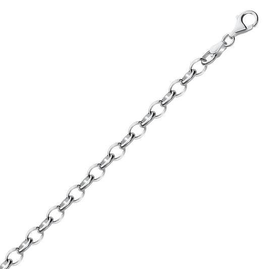 Sterling Silver Polished Charm Bracelet with Rhodium Plating by Avera Group