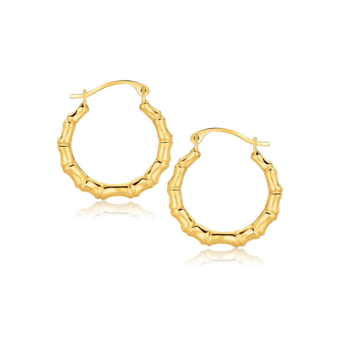 Avera Group 10K yellow gold branch motif hoop earrings