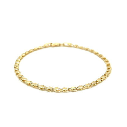 14k yellow gold 2.9mm heart link bracelet with lobster clasp by Avera Group, view 2