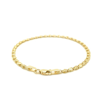 14k yellow gold 2.9mm heart link bracelet with lobster clasp by Avera Group, view 3