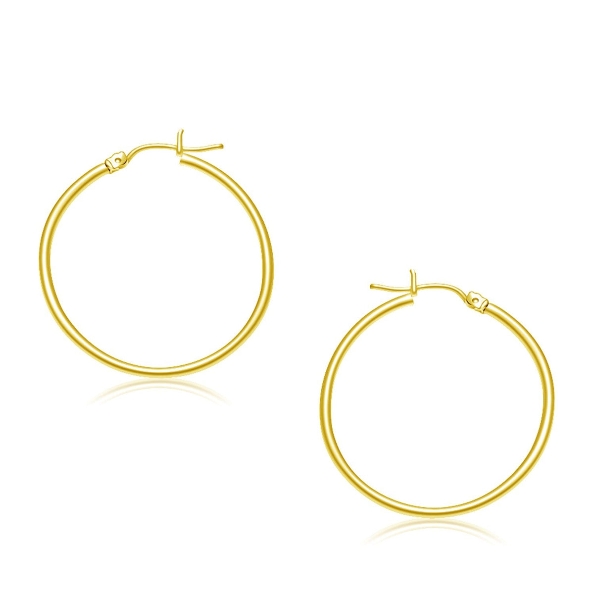 14k yellow gold 2 x 30mm polished hoop earrings by Avera Group