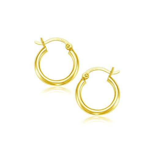 14k yellow gold 2 x 15mm polished hoop earrings by Avera Group