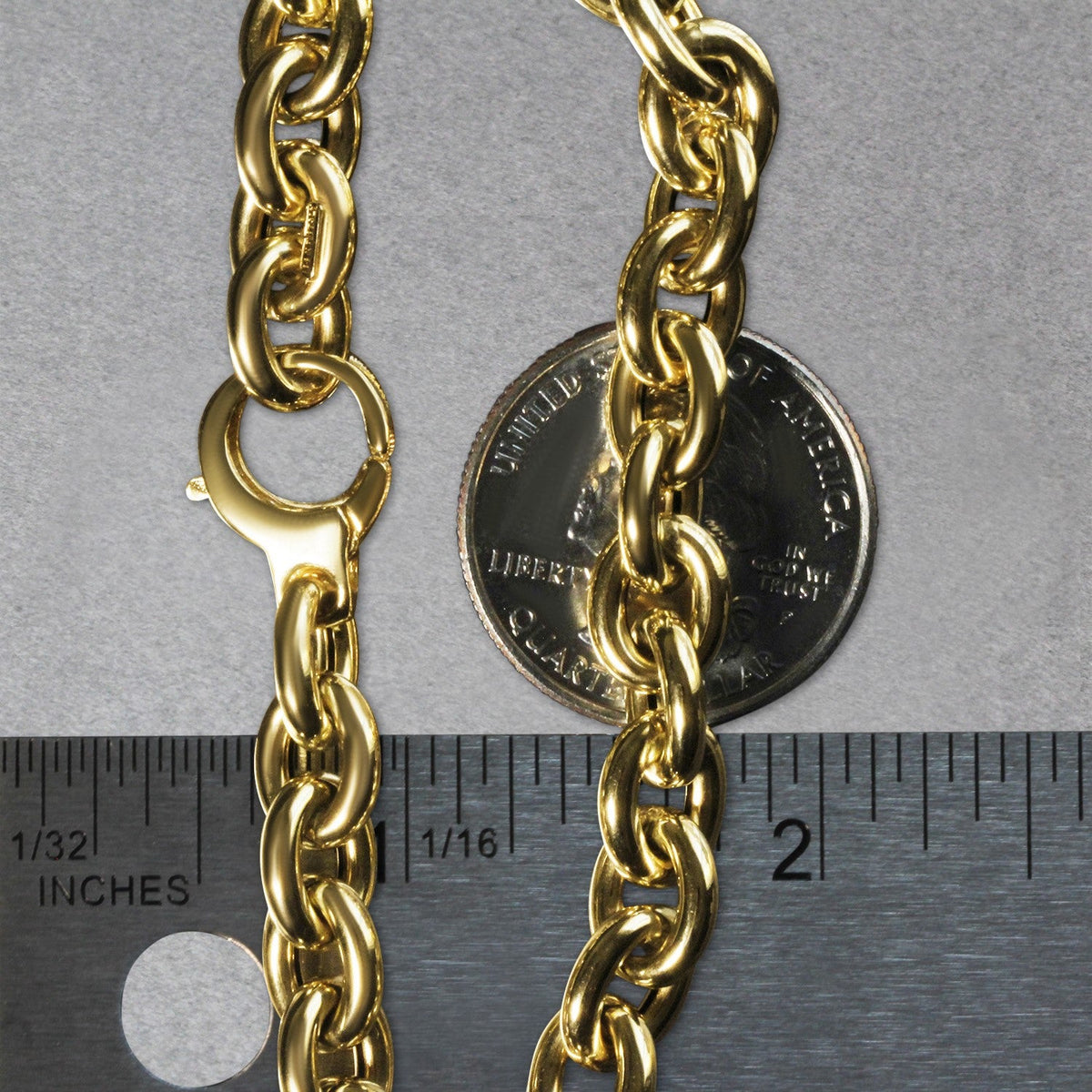 14k yellow gold 18 inch polished cable link necklace, Avera Group, view 4