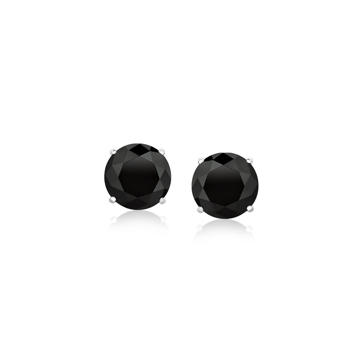 14k white gold four-prong stud earrings with 6mm black cubic zirconia by Avera Group