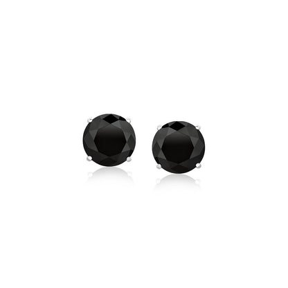 14k white gold four-prong stud earrings with 6mm black cubic zirconia by Avera Group