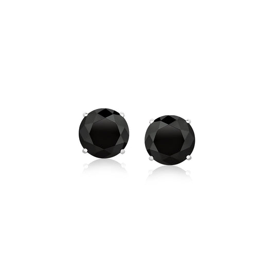 14k white gold four-prong stud earrings with 6mm black cubic zirconia by Avera Group