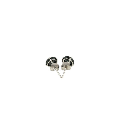 14k white gold four-prong stud earrings with 6mm black cubic zirconia by Avera Group, view 3