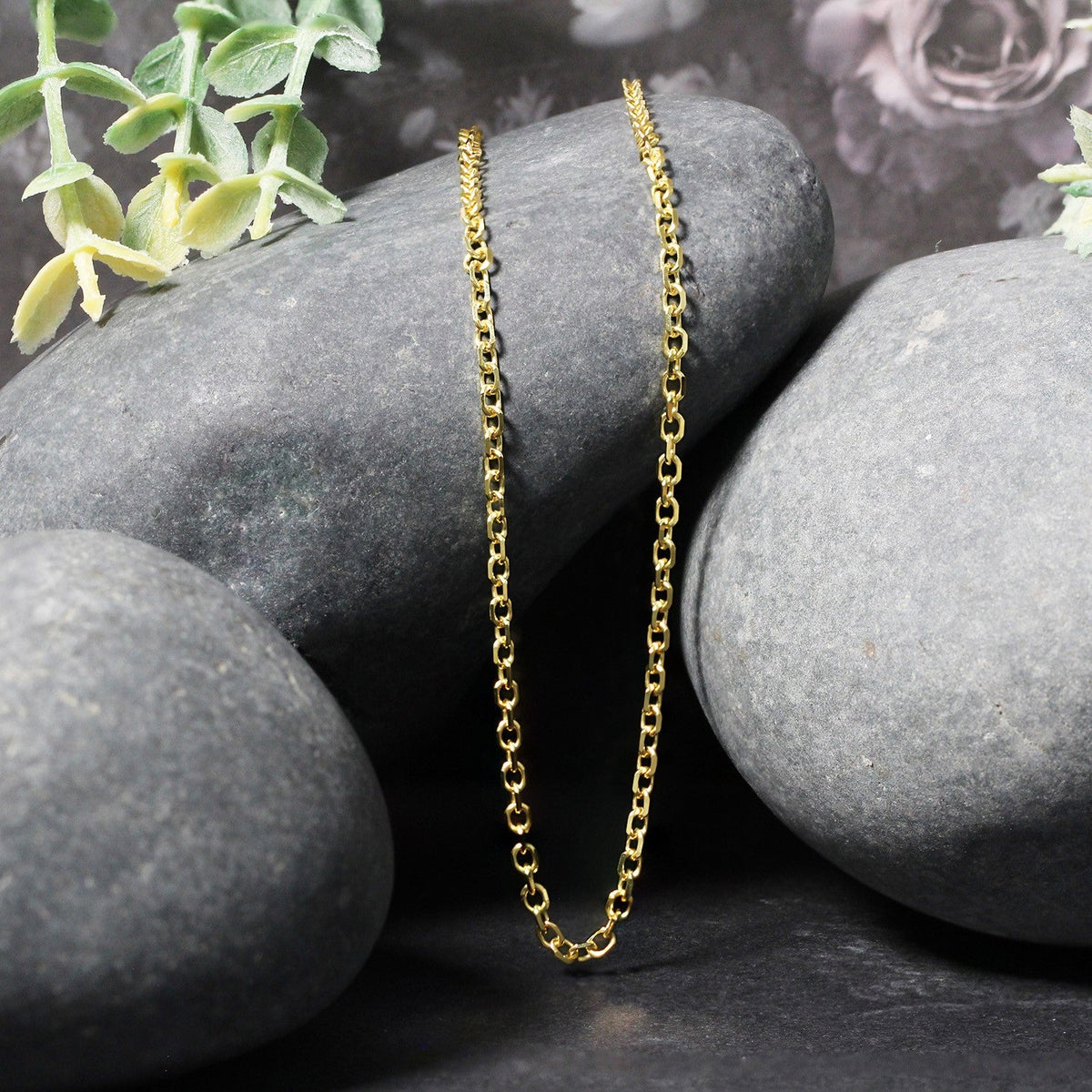 14k yellow gold diamond-cut cable link chain, 2.20mm, Avera Group, view 4
