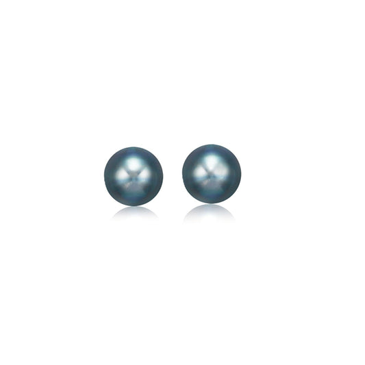 14k yellow gold black pearl stud earrings, 6mm, Avera Group