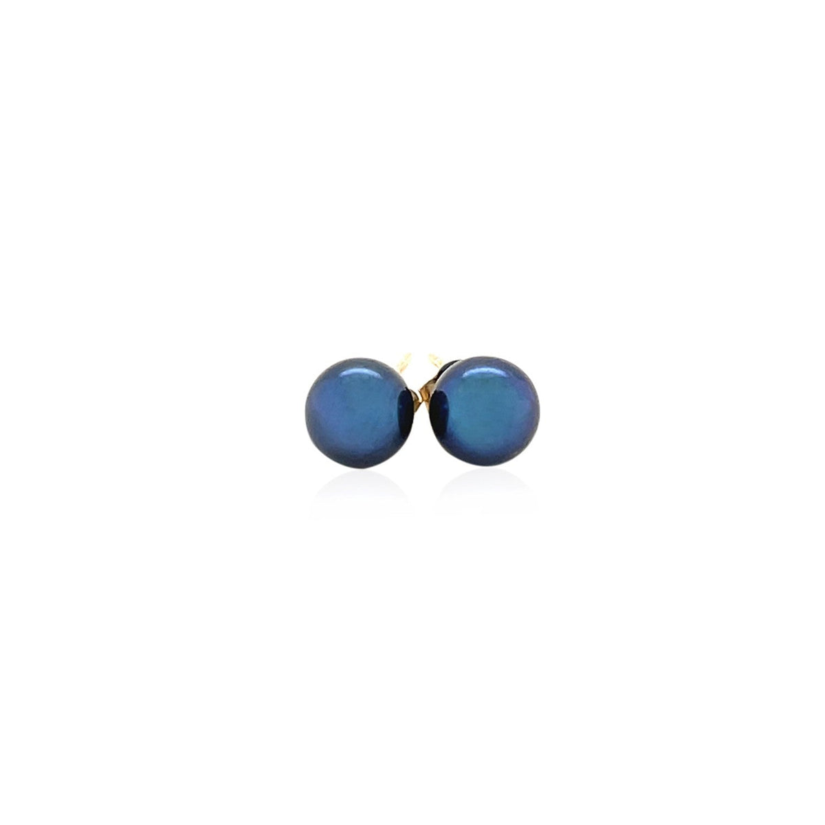 14k yellow gold black freshwater cultured pearl stud earrings, 6mm, Avera Group, view 2