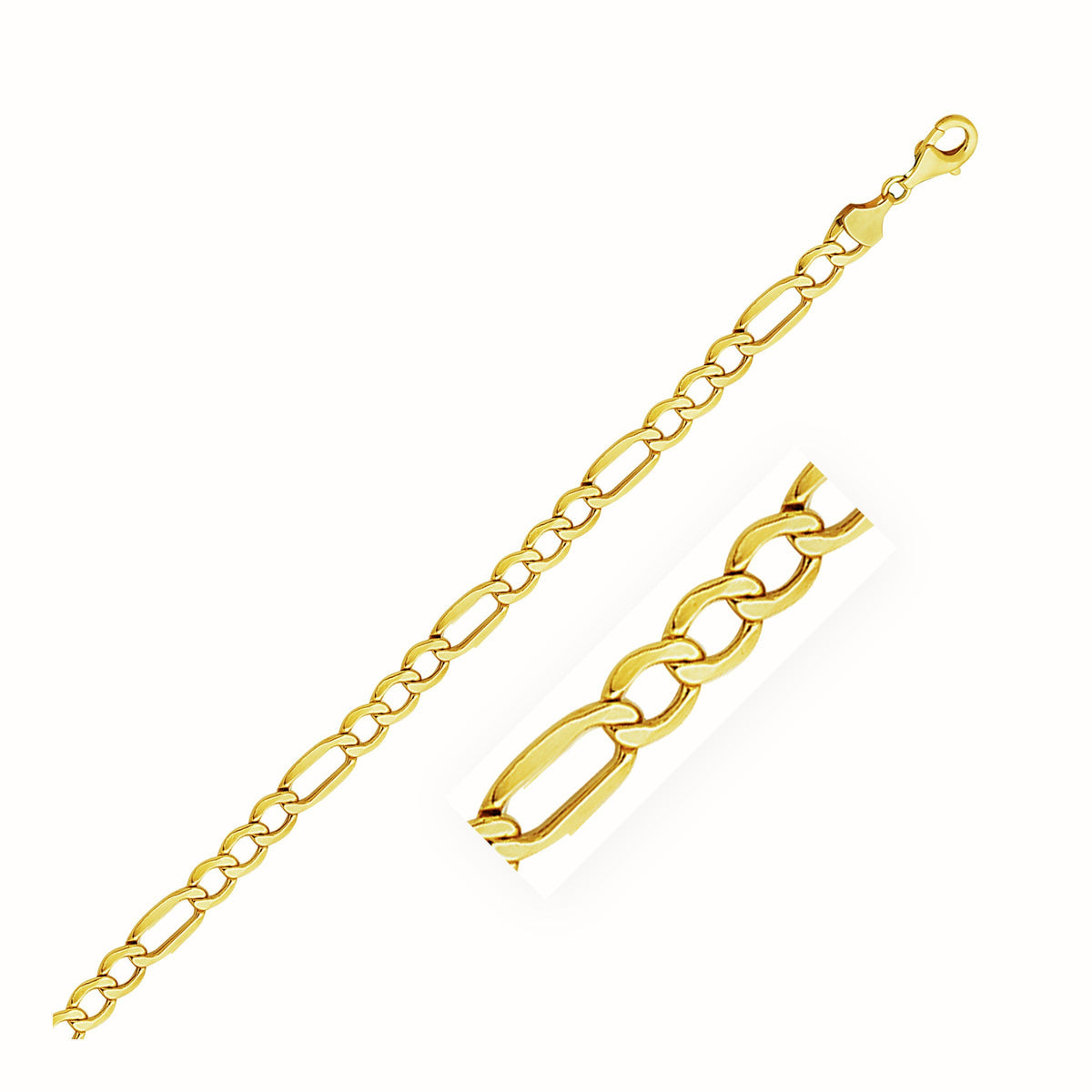 14k yellow gold lite Figaro chain, 6.6mm by Avera Group
