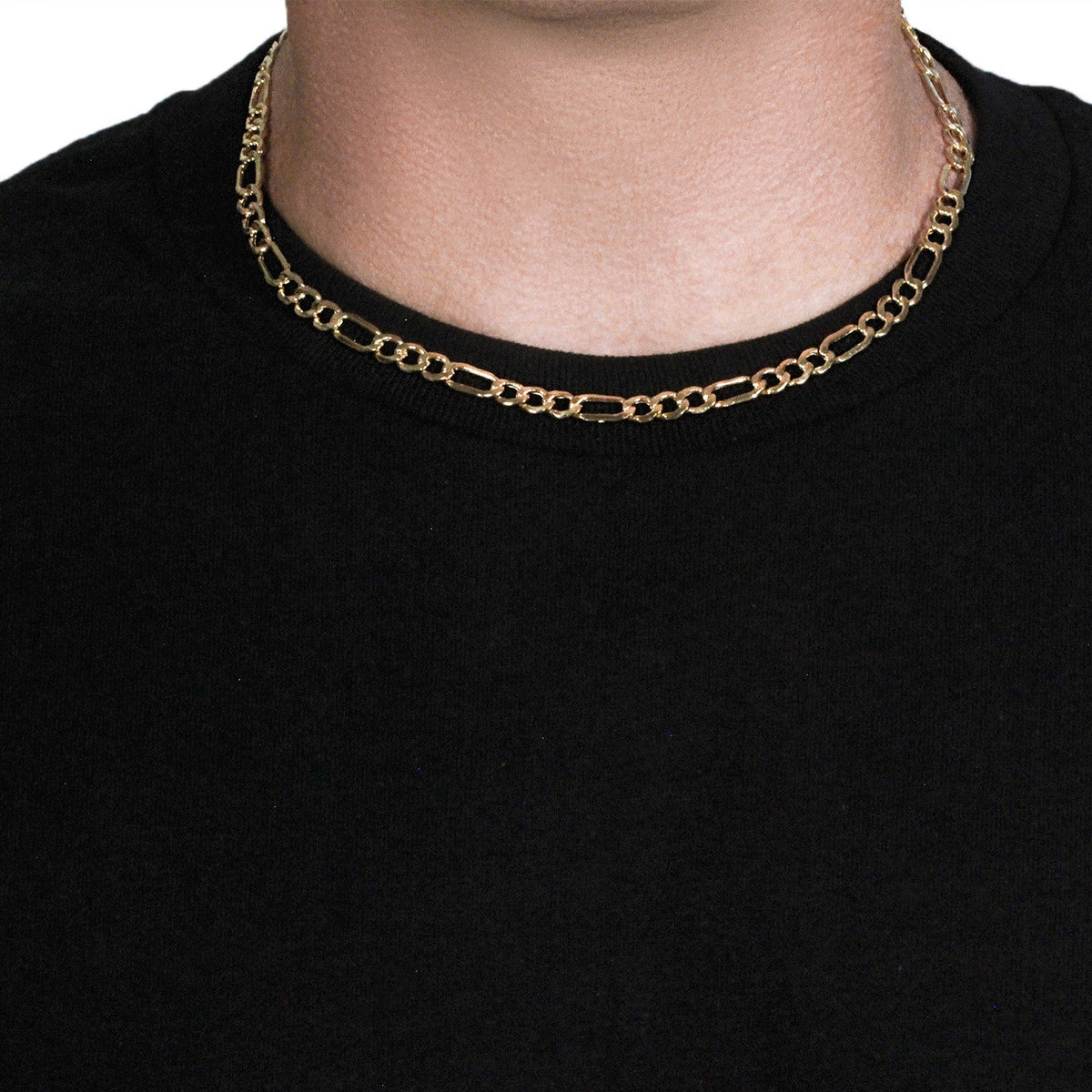 14k yellow gold lite Figaro chain, 6.6mm by Avera Group, view 3
