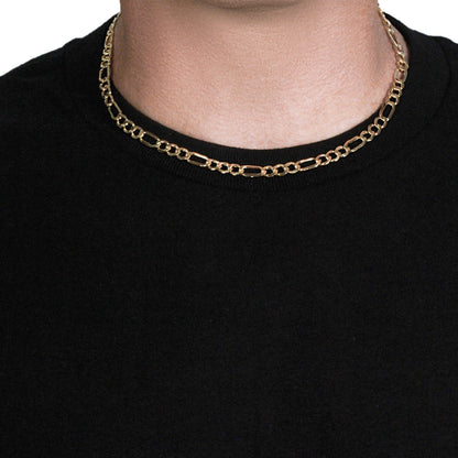 14k yellow gold lite Figaro chain, 6.6mm by Avera Group, view 3