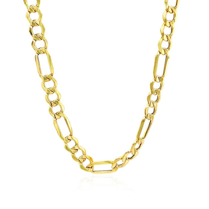 14k yellow gold lite Figaro chain, 6.6mm by Avera Group, view 5