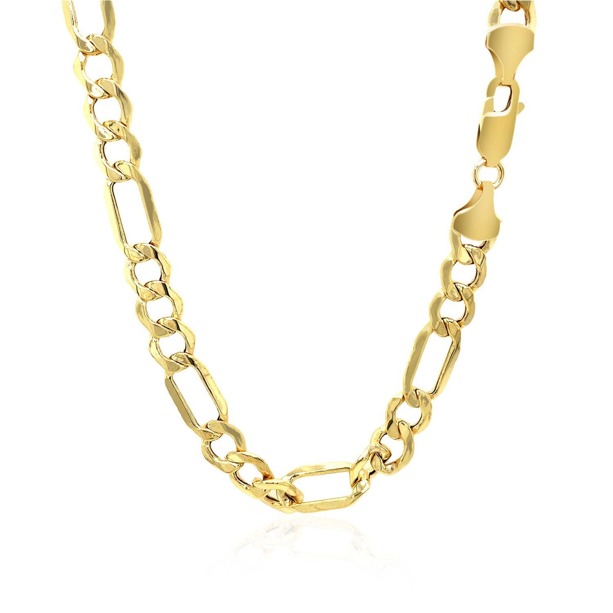 14k yellow gold lite Figaro chain, 6.6mm by Avera Group, view 6
