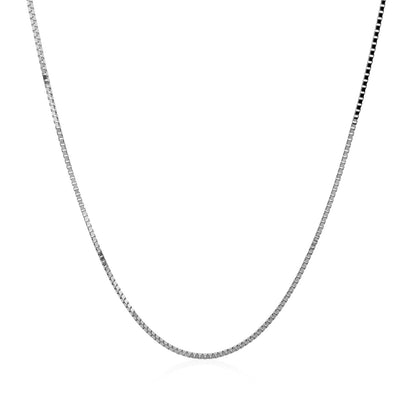 14k white gold classic box chain, 0.75mm, Avera Group, view 2