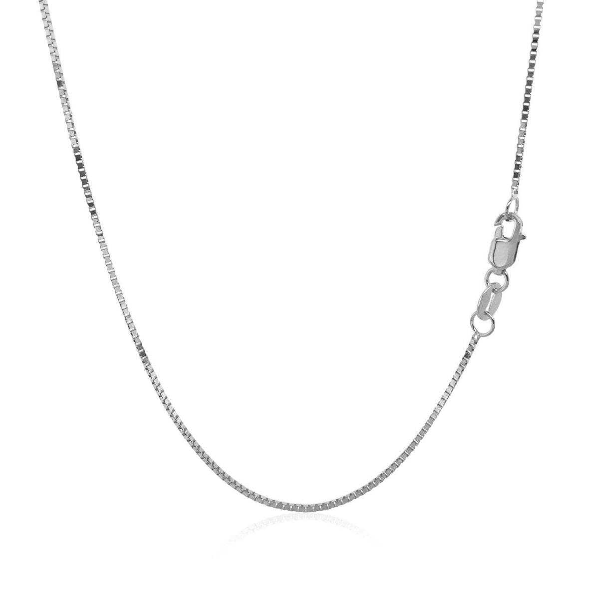 14k white gold classic box chain, 0.75mm, Avera Group, view 3