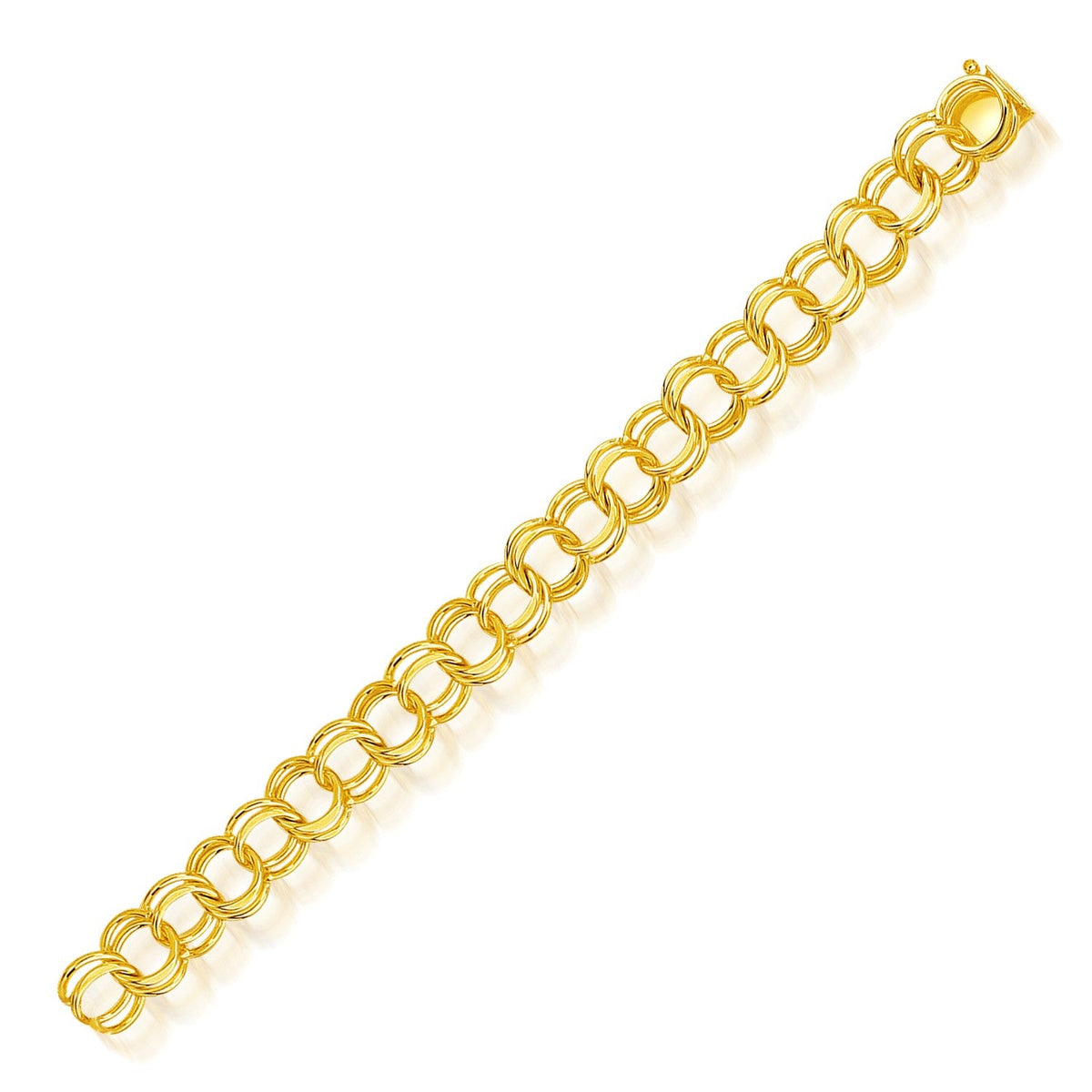 14k yellow gold solid double link bracelet, 10mm by Avera Group