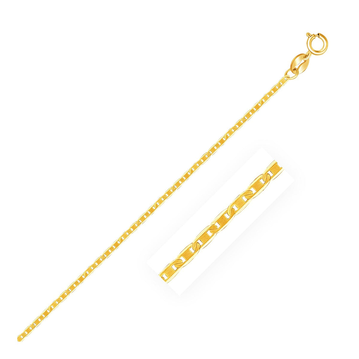 14k yellow gold mariner link chain, 1.2mm by Avera Group