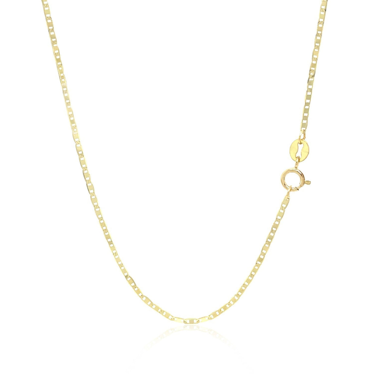 14k yellow gold mariner link chain, 1.2mm by Avera Group, view 3