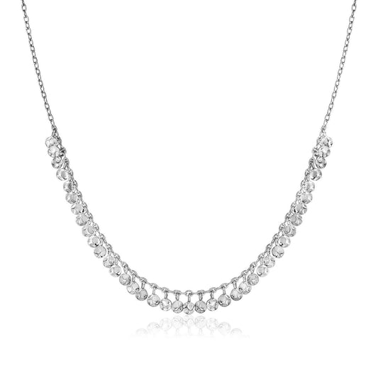 Sterling Silver 16 inch Necklace with Textured Beads by Avera Group