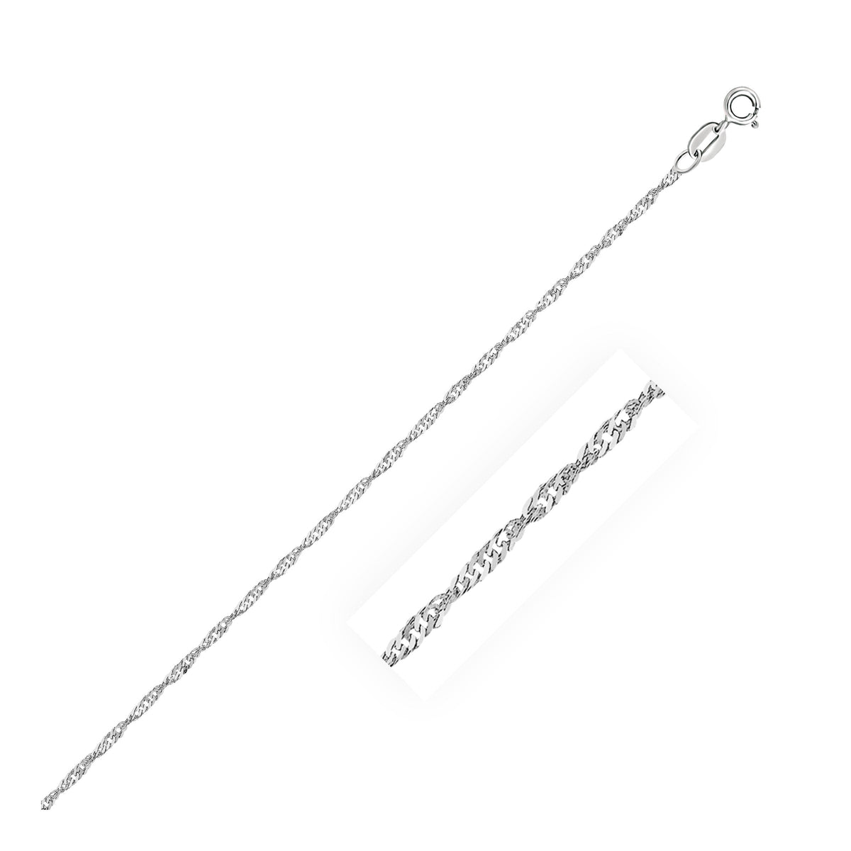 14k white gold Singapore anklet, 1.5mm, 10 inch, Avera Group