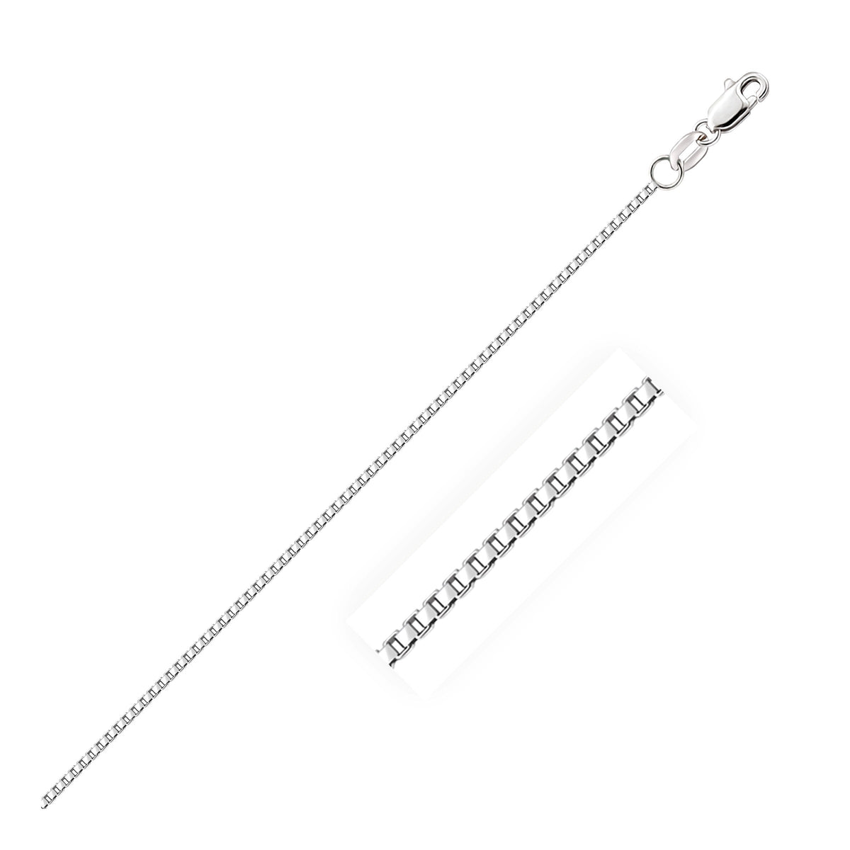 14k white gold octagonal box chain, 1.00mm, Avera Group