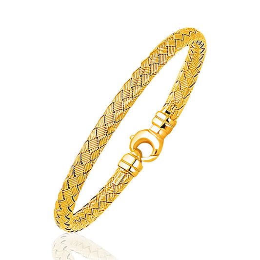 Fancy Weave Bangle in 14k Yellow Gold (5.0mm) by Avera Group