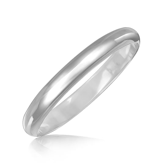 Sterling Silver Dome Style Bangle with Rhodium Plating (9.00 mm) by Avera Group