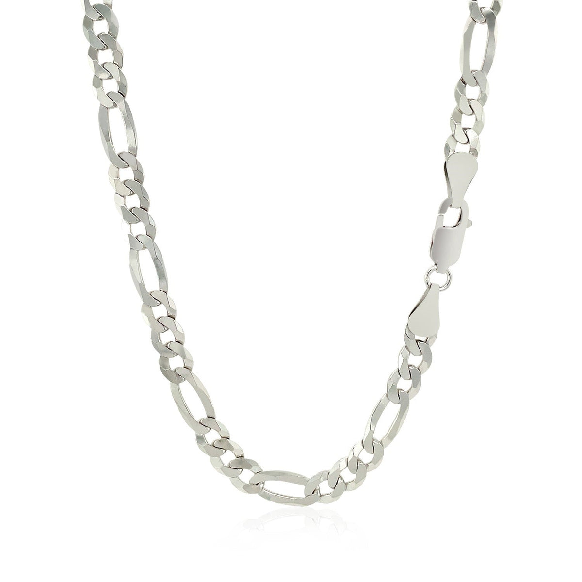 Rhodium Plated Sterling Silver Figaro Style Chain (5.40 mm) by Avera Group