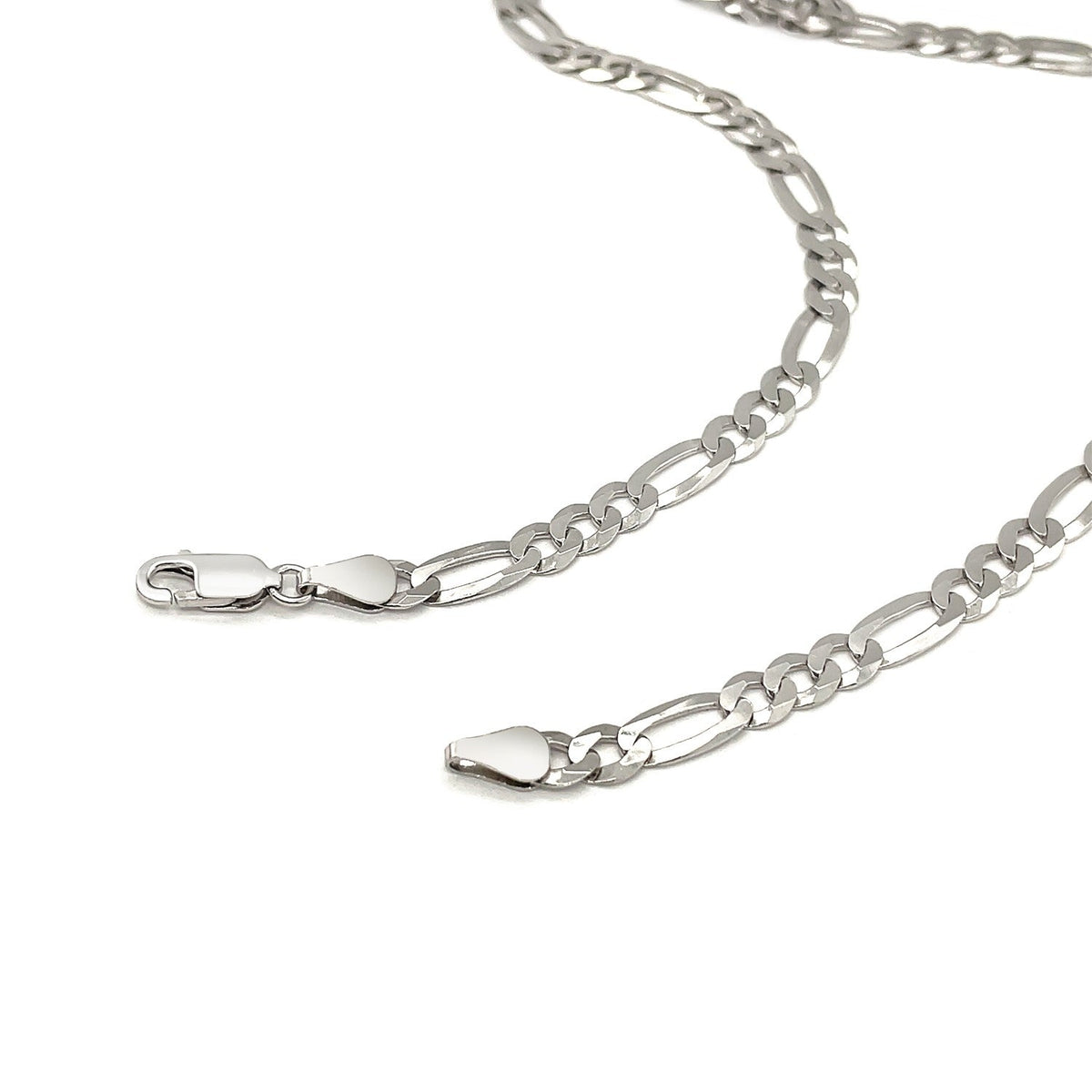 Rhodium Plated Sterling Silver Figaro Style Chain (5.40 mm) by Avera Group