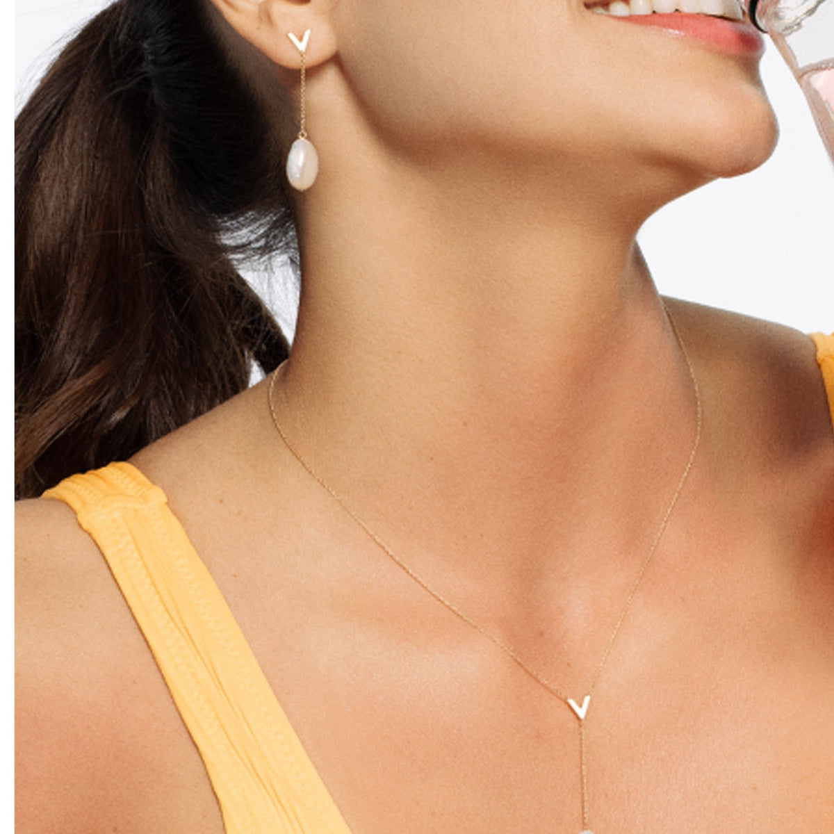 14k yellow gold Tesoro pearl drop earrings, Avera Group, view 2