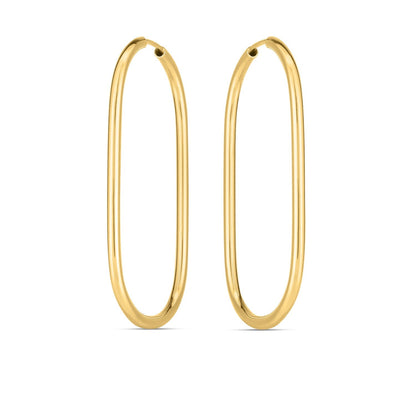 14k yellow gold large paperclip endless hoop earrings, Avera Group, view 2