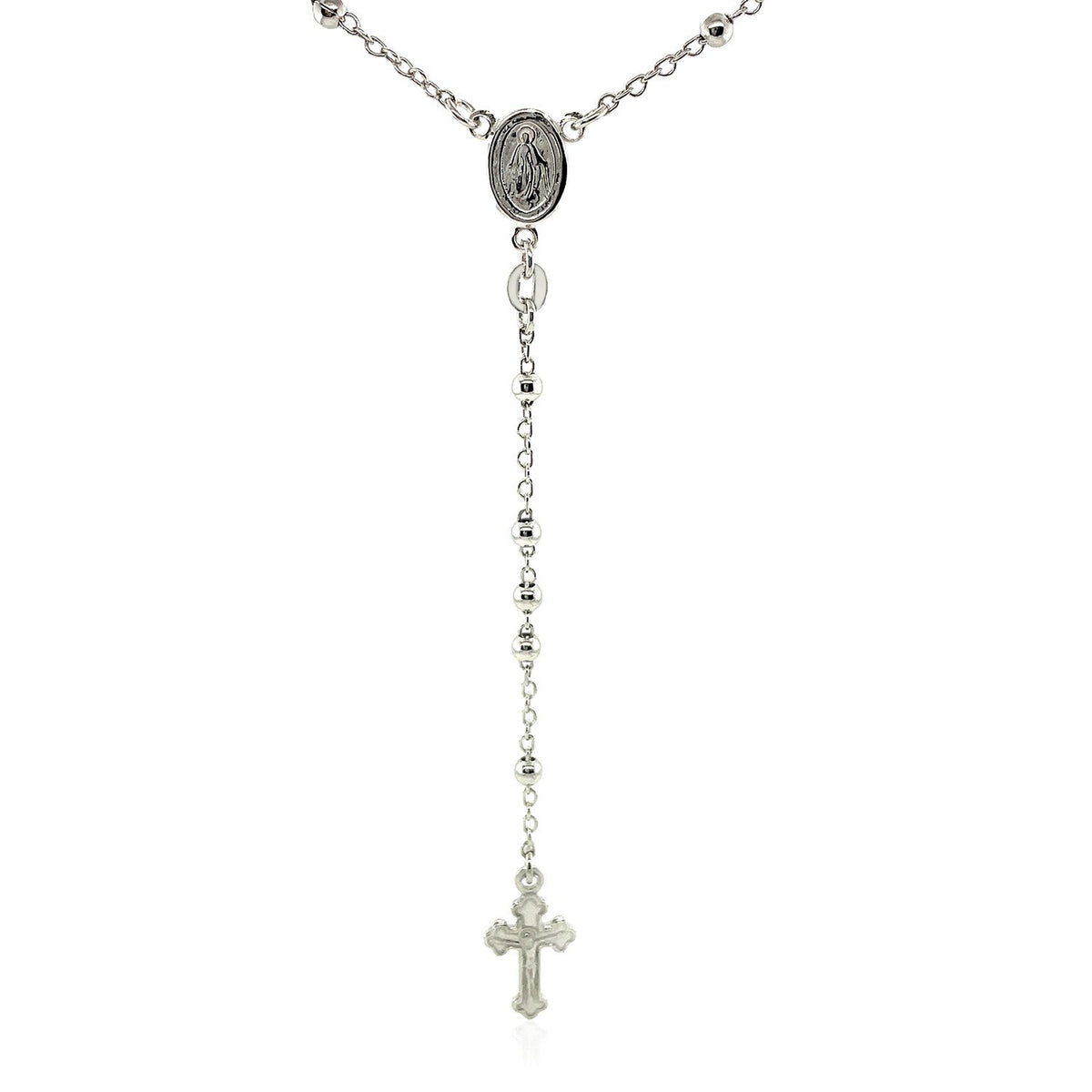 Fine Rosary Chain and Bead Necklace in Sterling Silver by Avera Group