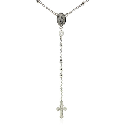 Fine Rosary Chain and Bead Necklace in Sterling Silver by Avera Group